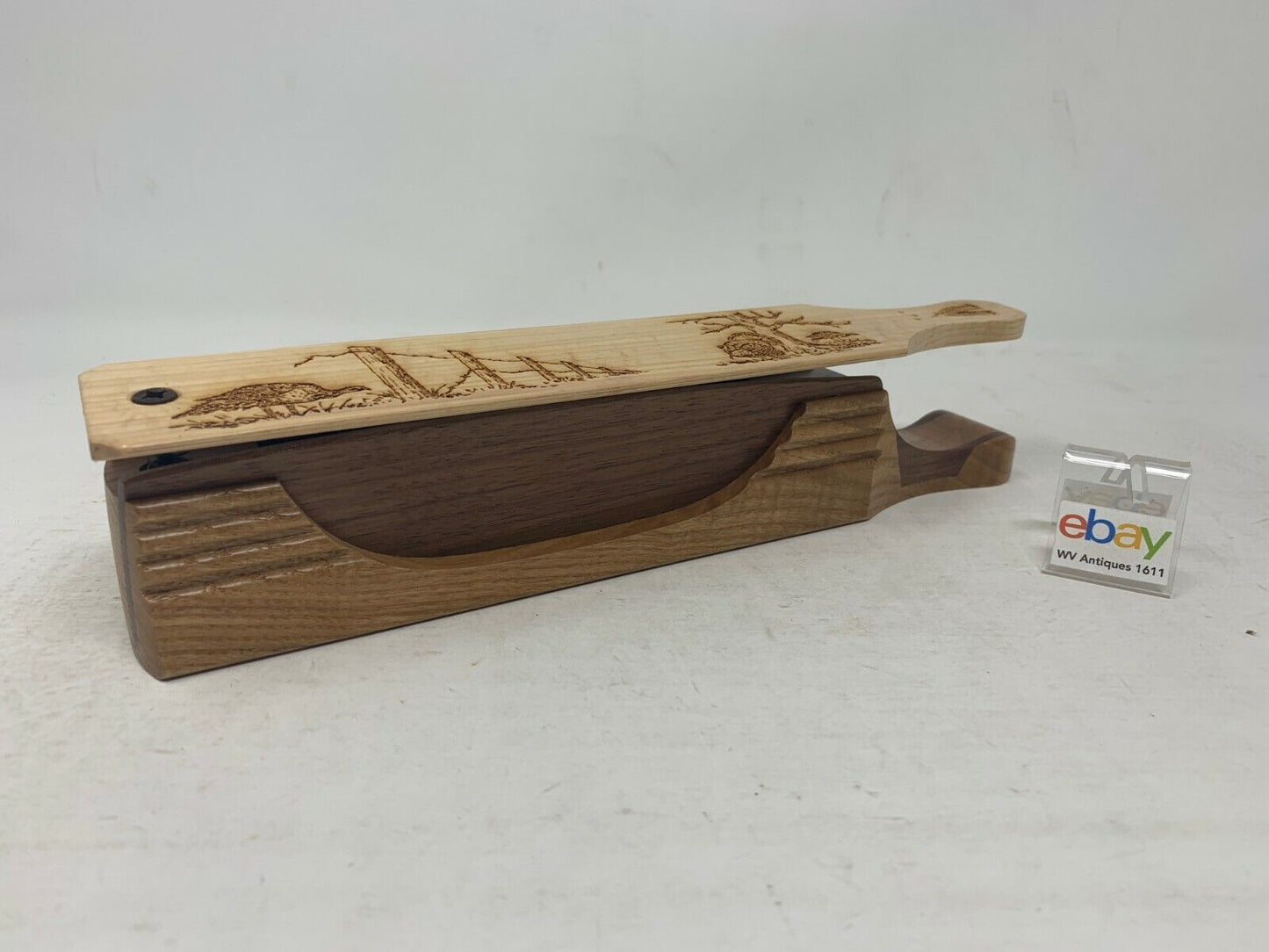 Wooden Amish Crafted 10" Handle Half Moon Turkey Box Call