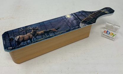 Wooden Amish Crafted Painted Lid Turkey Box Call - Elk Scene
