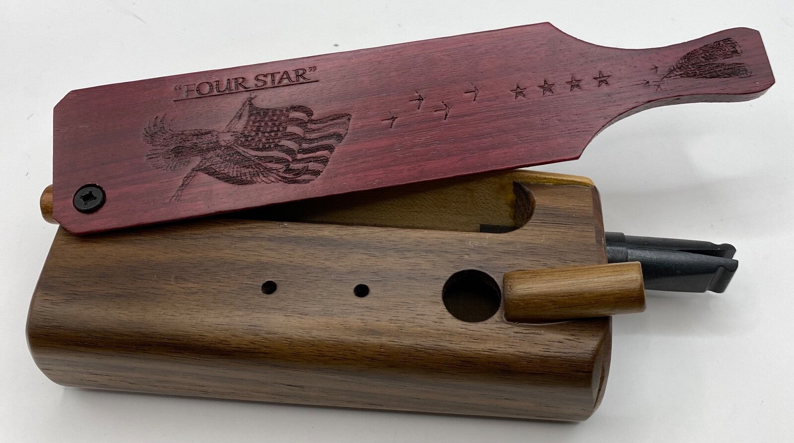 Genuinely Amish Crafted "Four Star" Combo Turkey Box Call - Crow, Owl, Hawk!