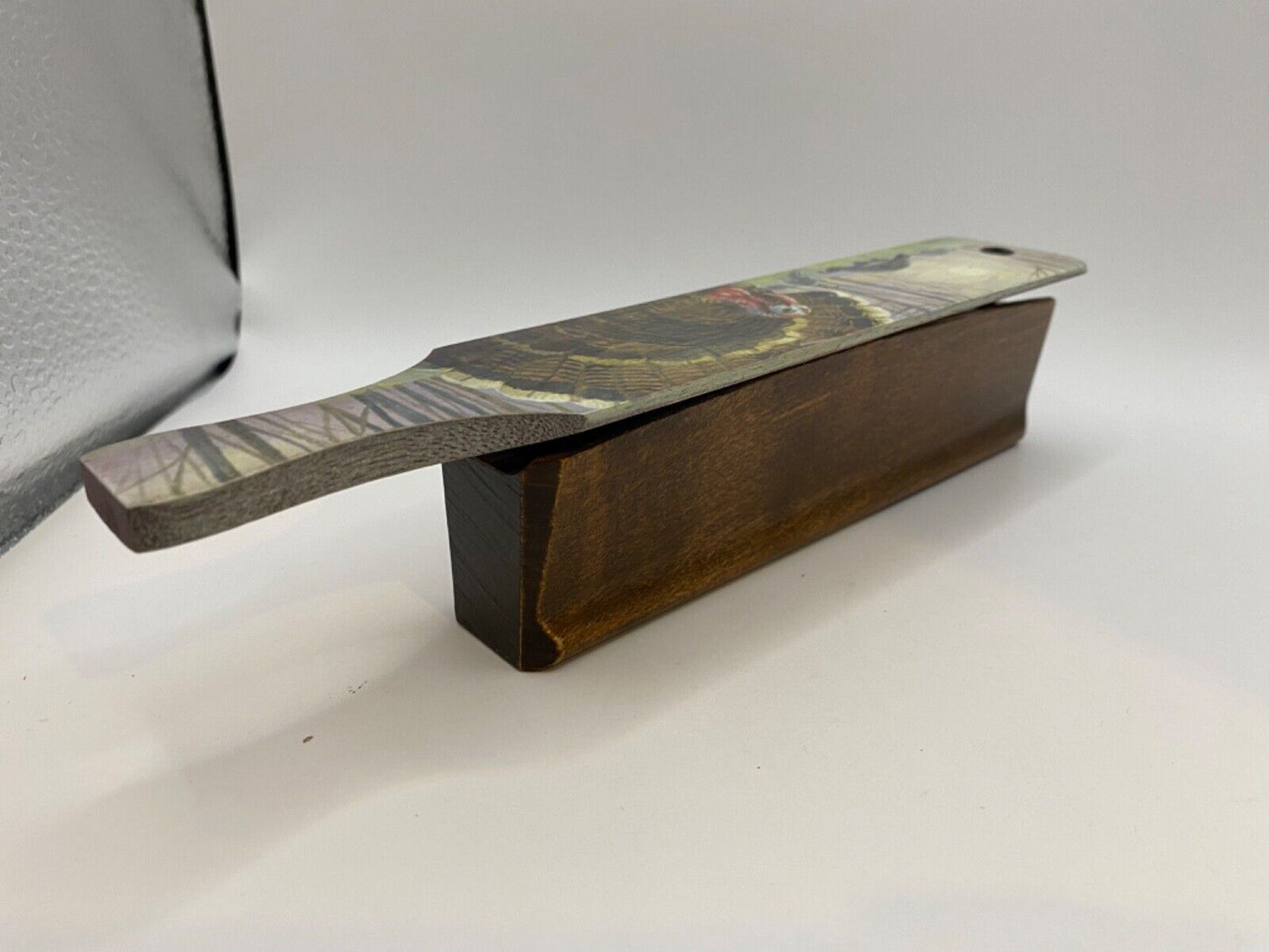 Wooden Amish Crafted Painted Lid Turkey Box Call - Turkey Scene