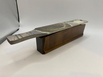 Wooden Amish Crafted Painted Lid Turkey Box Call - Turkey Scene