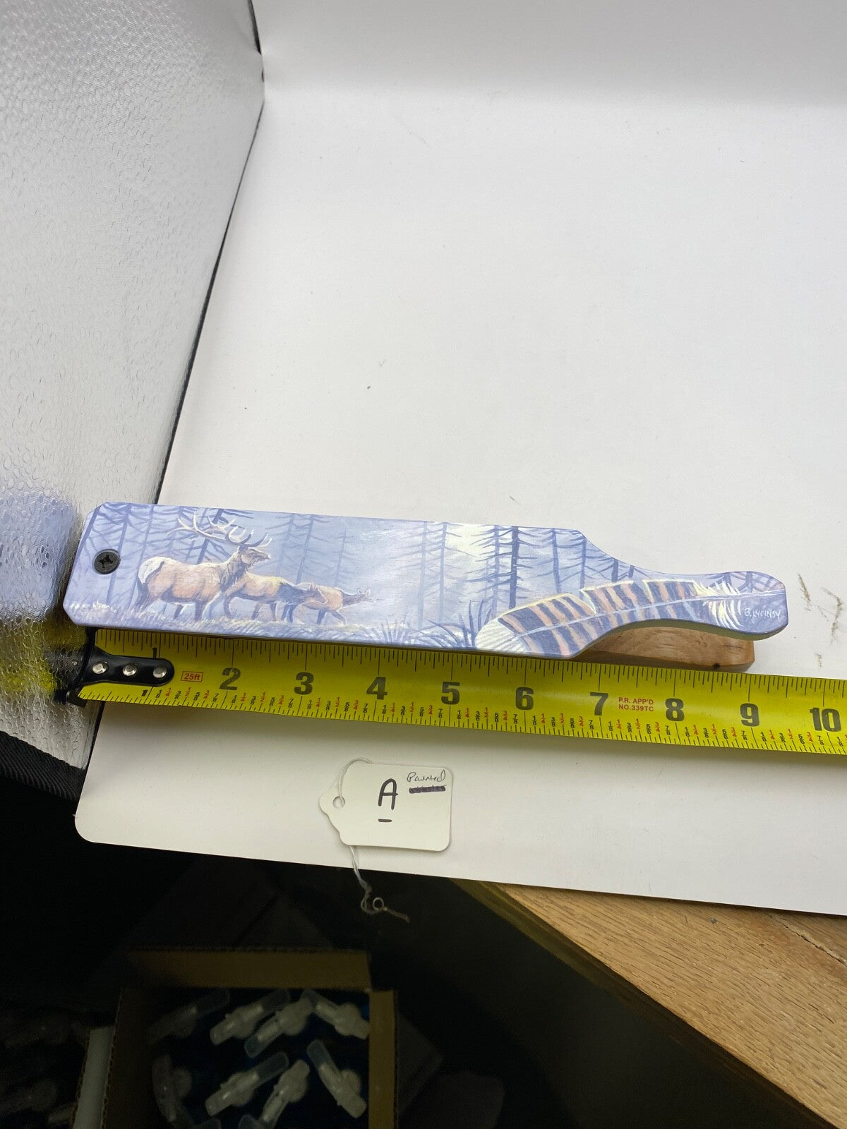 Wooden Amish Crafted Painted Lid Turkey Box Call - Elk Scene - New, Unused!