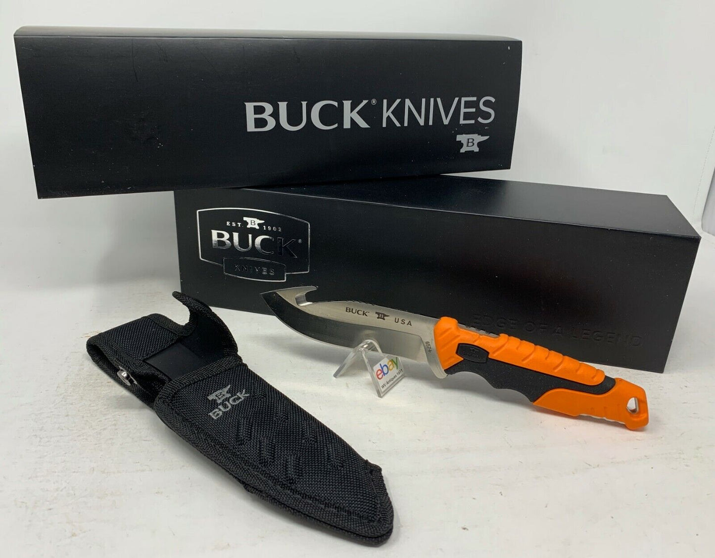 Buck USA 657 Large Pursuit PRO Fixed Blade Hunting Knife with Sheath, Guthook!