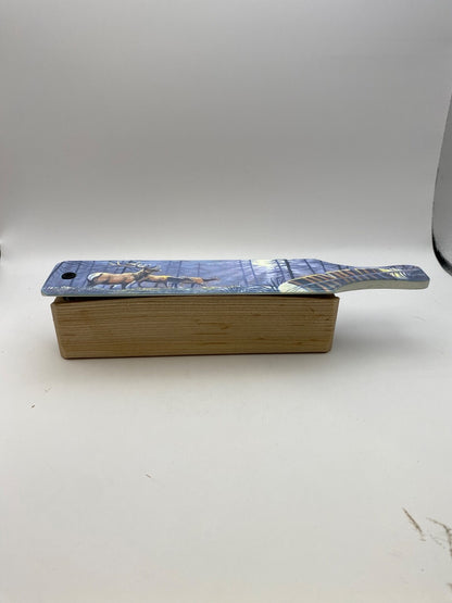 Wooden Amish Crafted Painted Lid Turkey Box Call - Elk Scene - New, Unused!