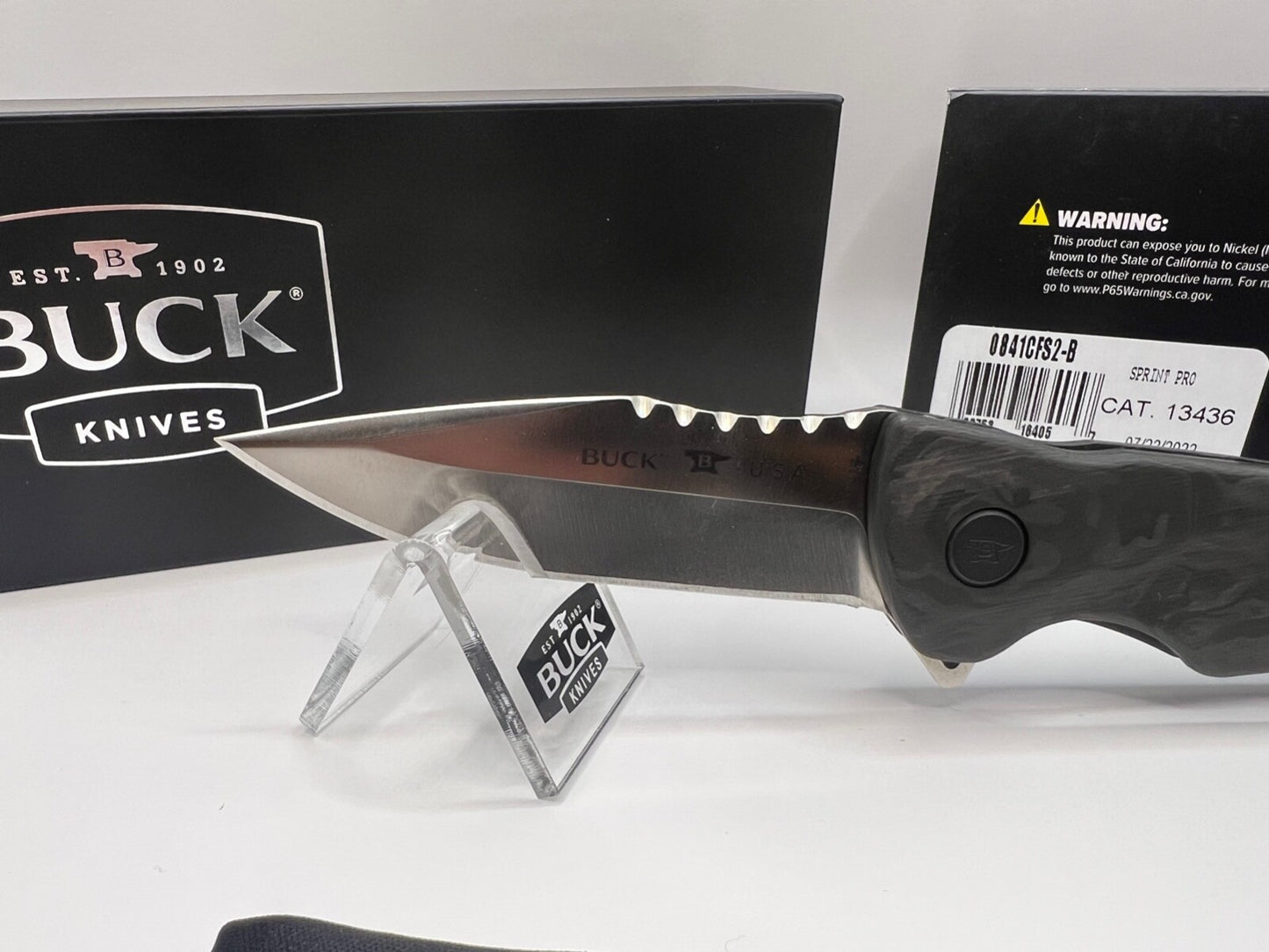Buck USA 841 Sprint Pro Marbled CF Folding Knife with Pocket Clip - New In Box !