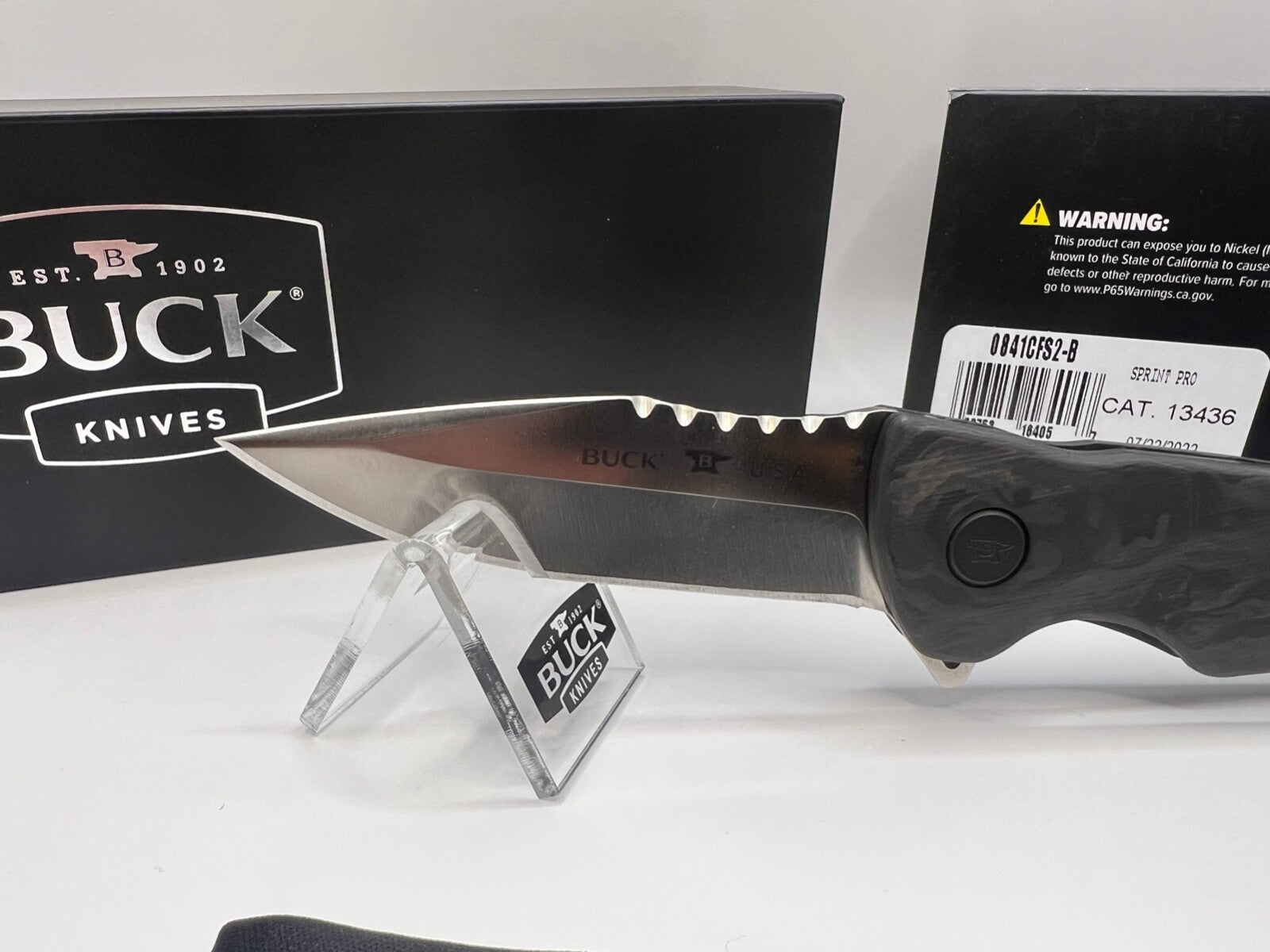 Buck USA 841 Sprint Pro Marbled CF Folding Knife with Pocket Clip - New In Box !