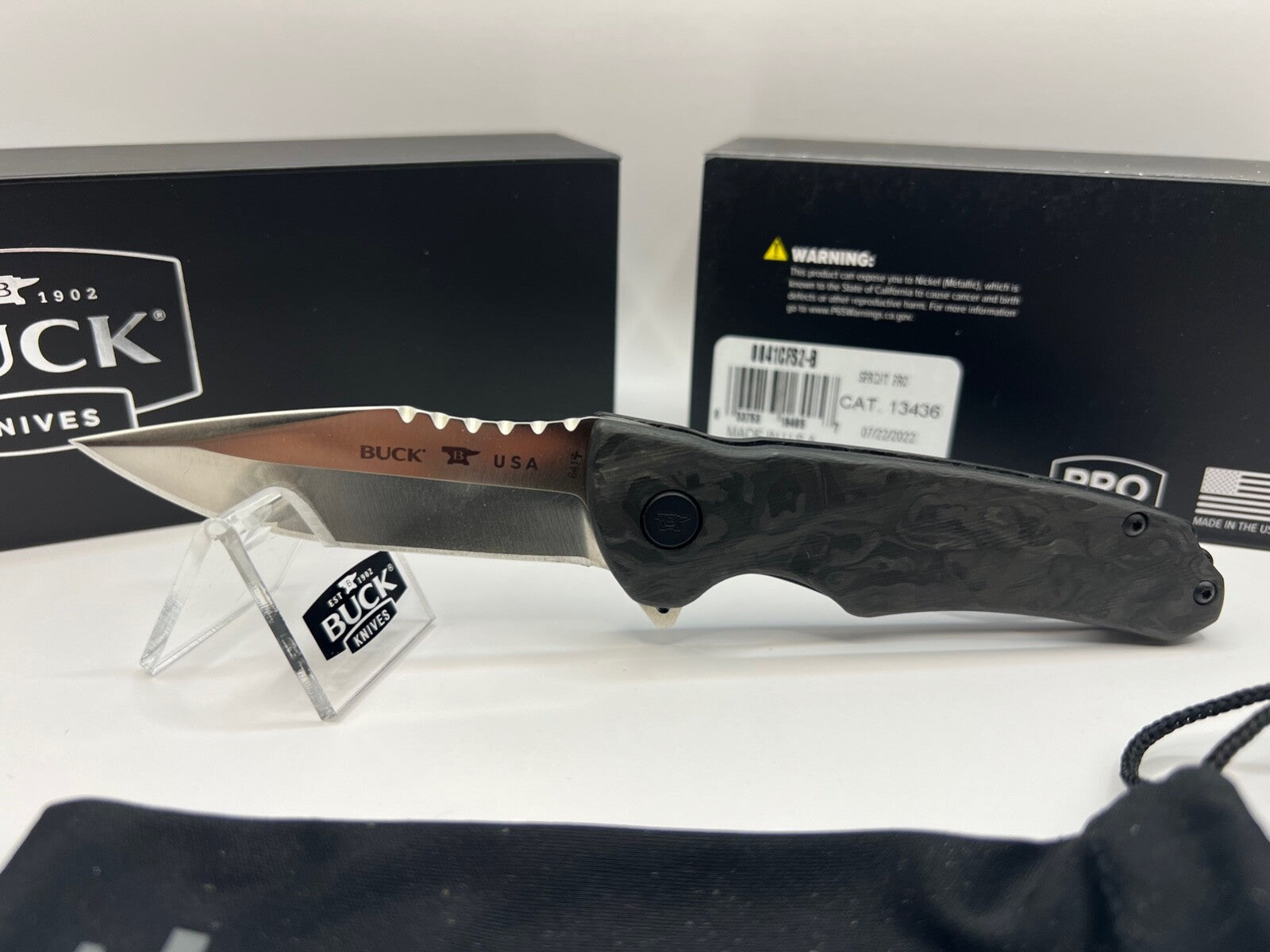 Buck USA 841 Sprint Pro Marbled CF Folding Knife with Pocket Clip - New In Box !