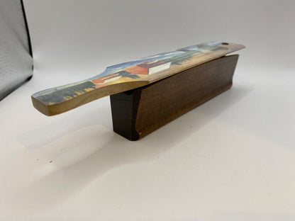 Wooden Amish Crafted Painted Lid Turkey Box Call - Winter Scene