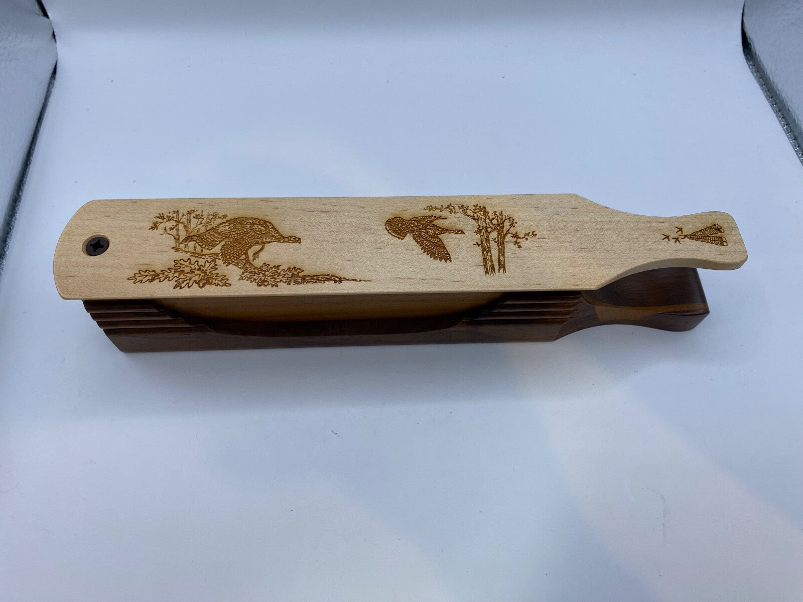 Wooden Amish Crafted "10" Handle Half Moon" Turkey Box Call - New, Unused! Nice!