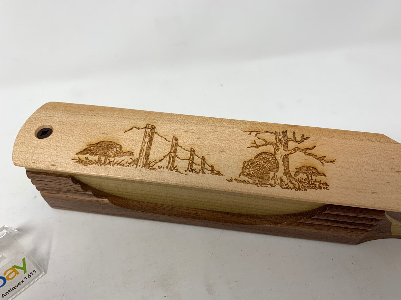 Wooden Amish Crafted "10" Handle Half Moon" Turkey Box Call - New, Unused! Nice!