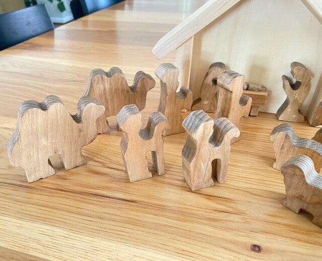 Amish Crafted Wooden Nativity Manger Scene Set, 14 Pieces, Decorative and Fun!