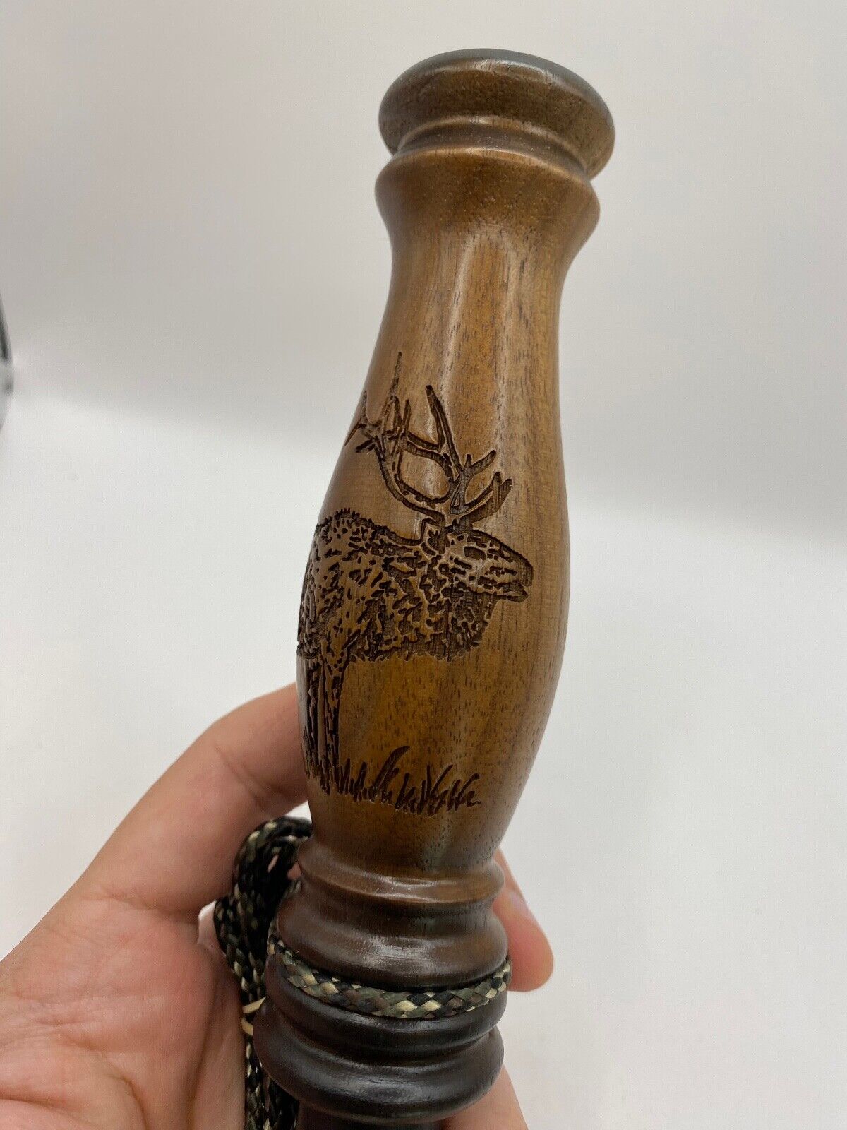 Genuinely Amish Crafted Wooden Elk Bugle Call with Lanyard - New, Unused!