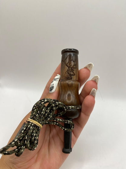 Genuinely Amish Crafted Female Elk Cow Call with Lanyard - New, Unused! Wooden!