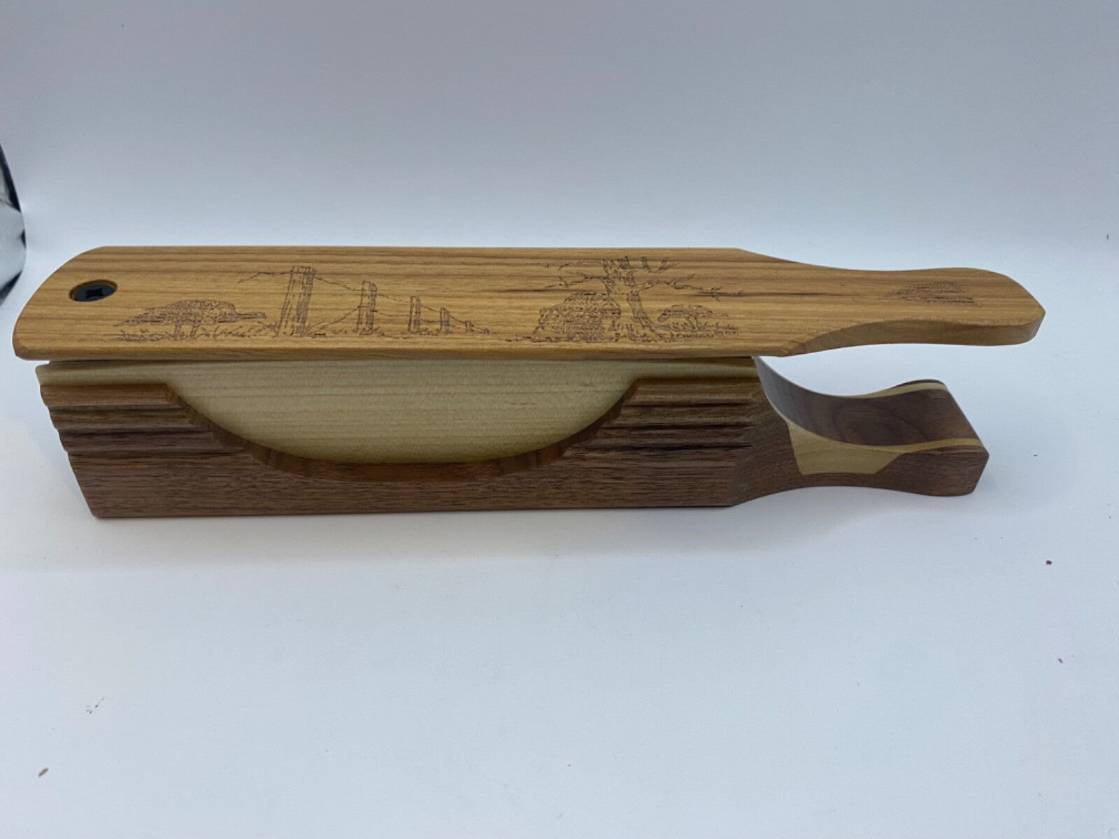 Genuinely Amish Crafted "Handle Half Moon" Turkey Box Call - New, Unused! Wooden