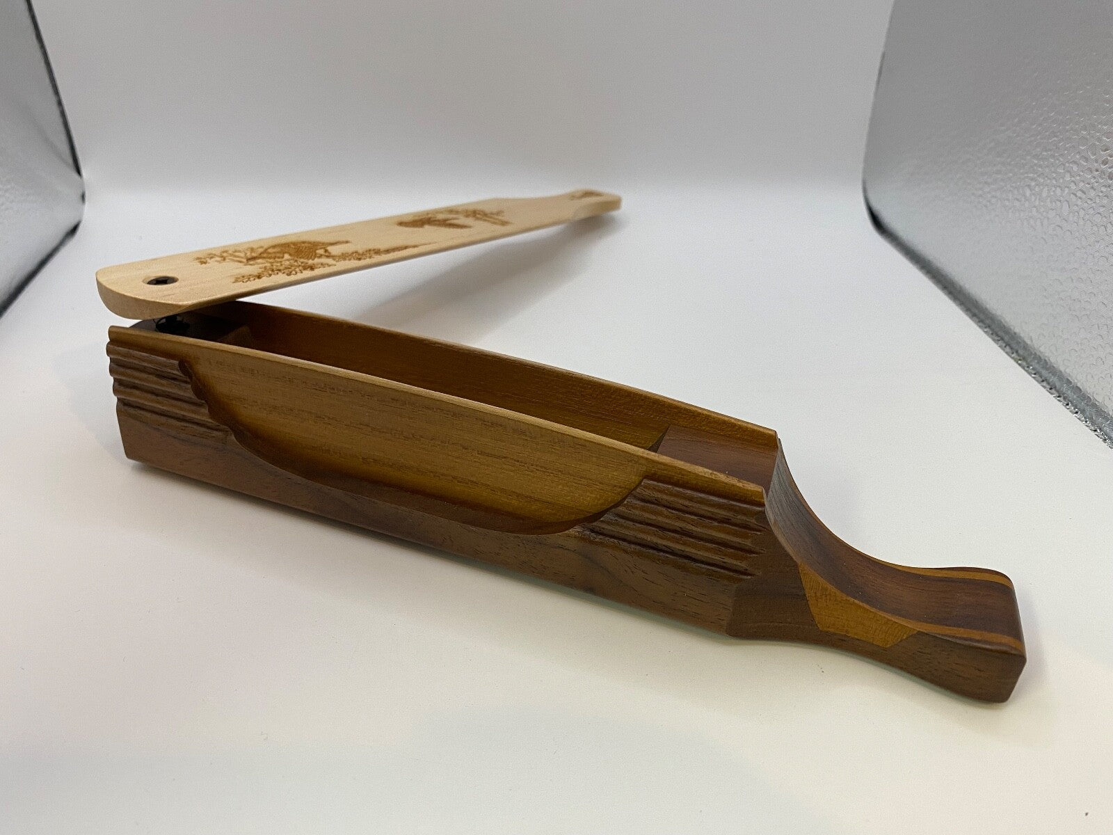 Wooden Amish Crafted "10" Handle Half Moon" Turkey Box Call - New, Unused! Nice!