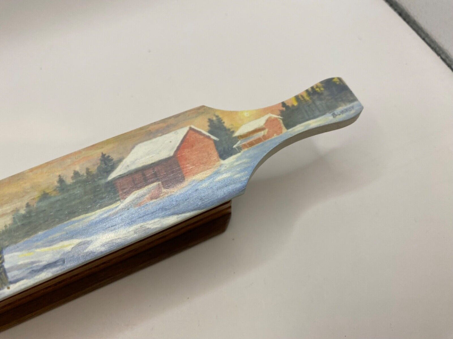 Wooden Amish Crafted Painted Lid Turkey Box Call - Winter Scene