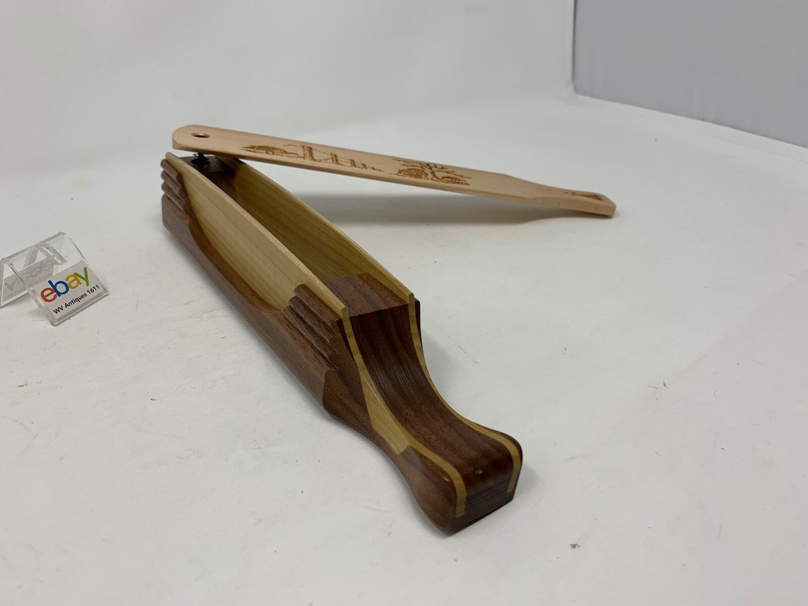 Wooden Amish Crafted "10" Handle Half Moon" Turkey Box Call - New, Unused! Nice!