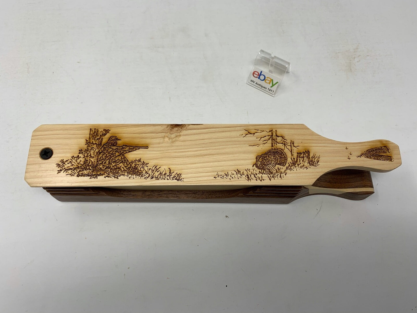 Wooden Amish Crafted "10" Handle Half Moon" Turkey Box Call - New, Unused! Nice!