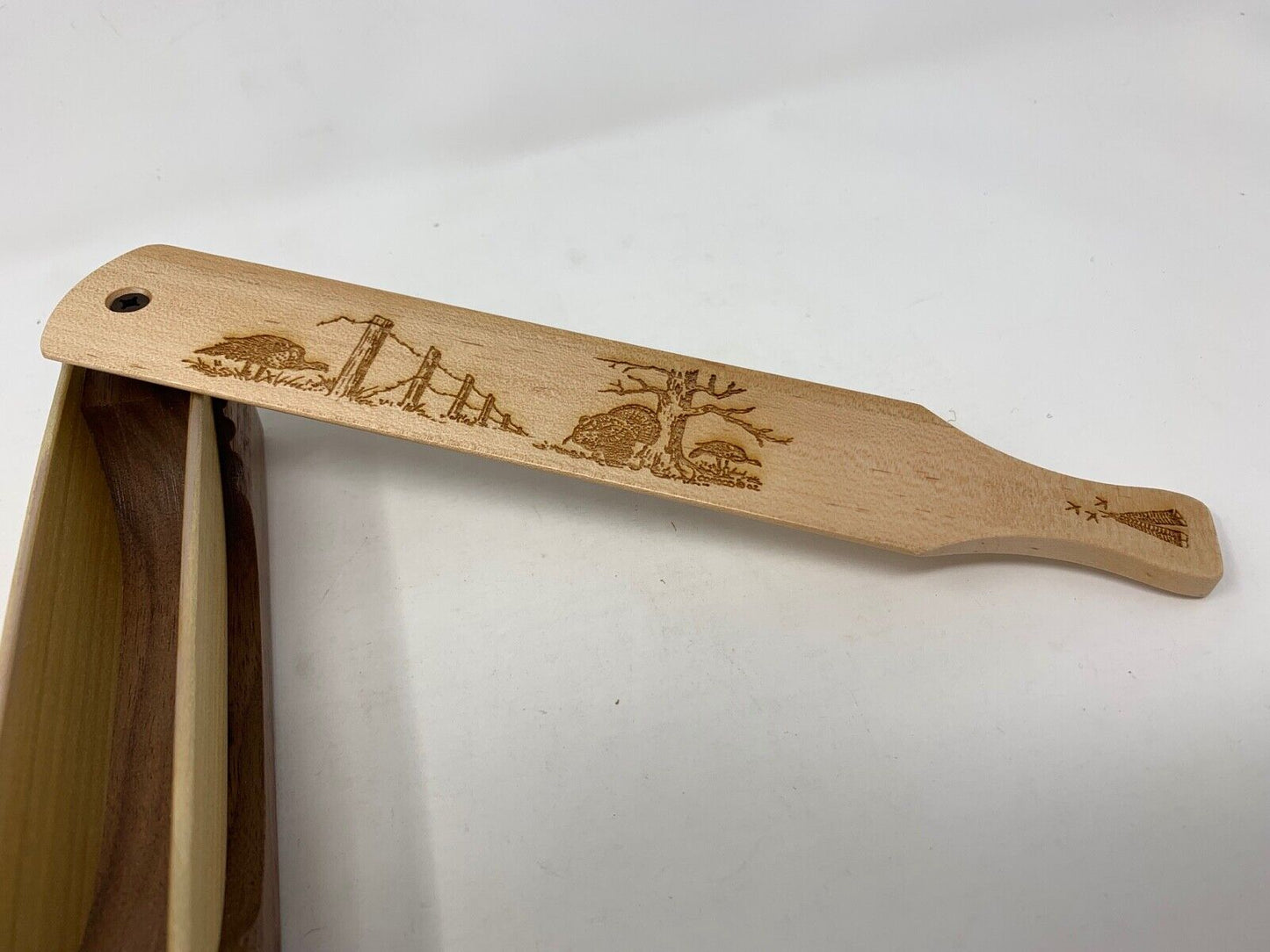 Wooden Amish Crafted "10" Handle Half Moon" Turkey Box Call