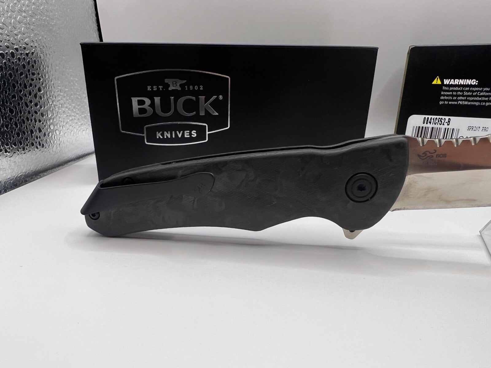 Buck USA 841 Sprint Pro Marbled CF Folding Knife with Pocket Clip - New In Box !