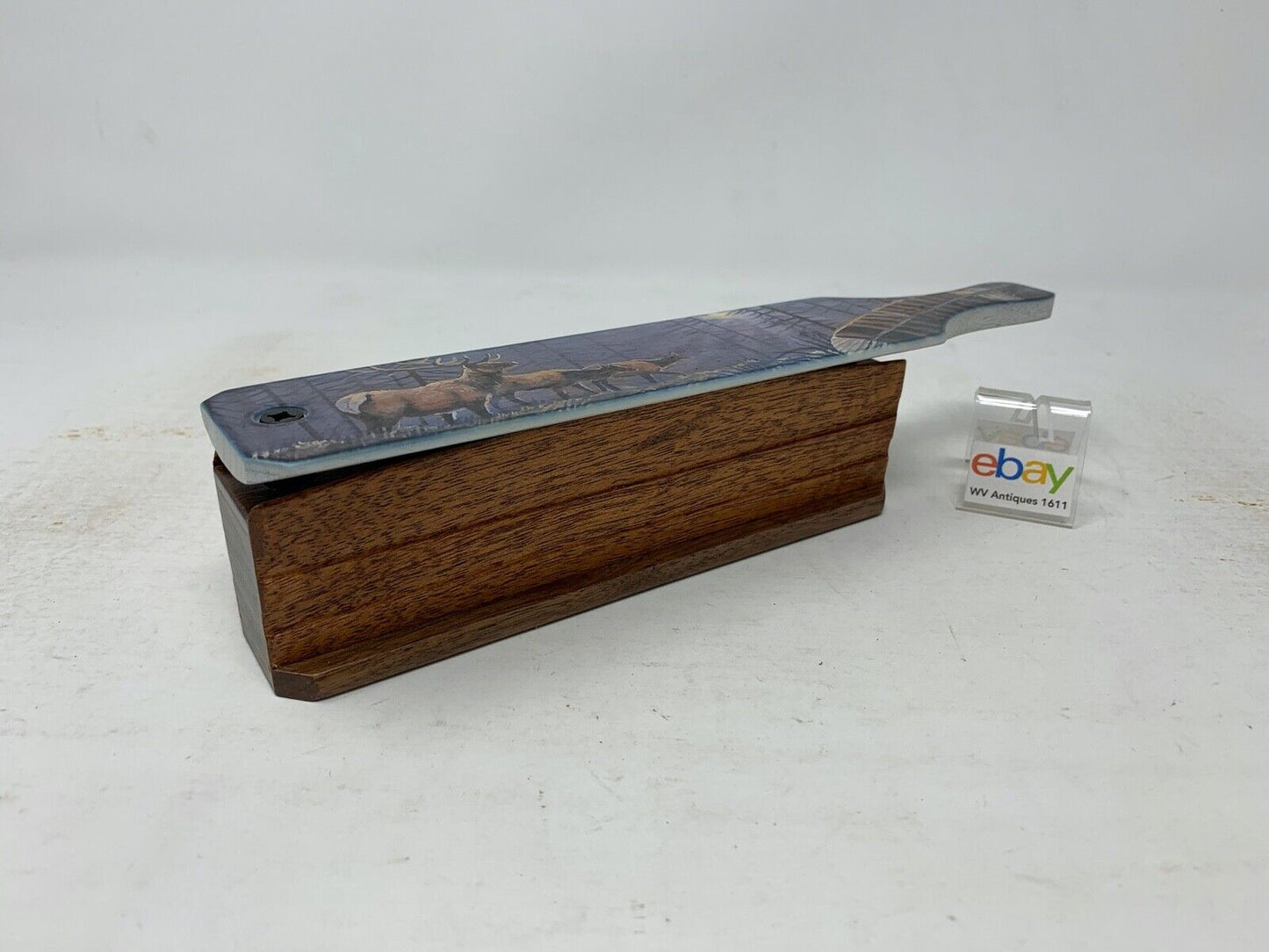 Wooden Amish Crafted Painted Lid Turkey Box Call - Elk Scene