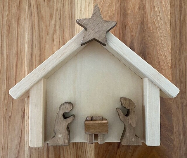Amish Crafted Wooden Nativity Manger Scene Set, 14 Pieces, Decorative and Fun!