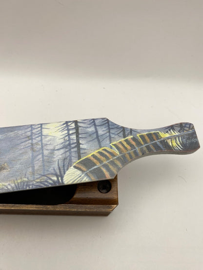 Wooden Amish Crafted Painted Lid Turkey Box Call - Elk Scene - New, Unused!