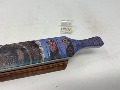Wooden Amish Crafted Painted Lid Turkey Box Call - Turkey Scene