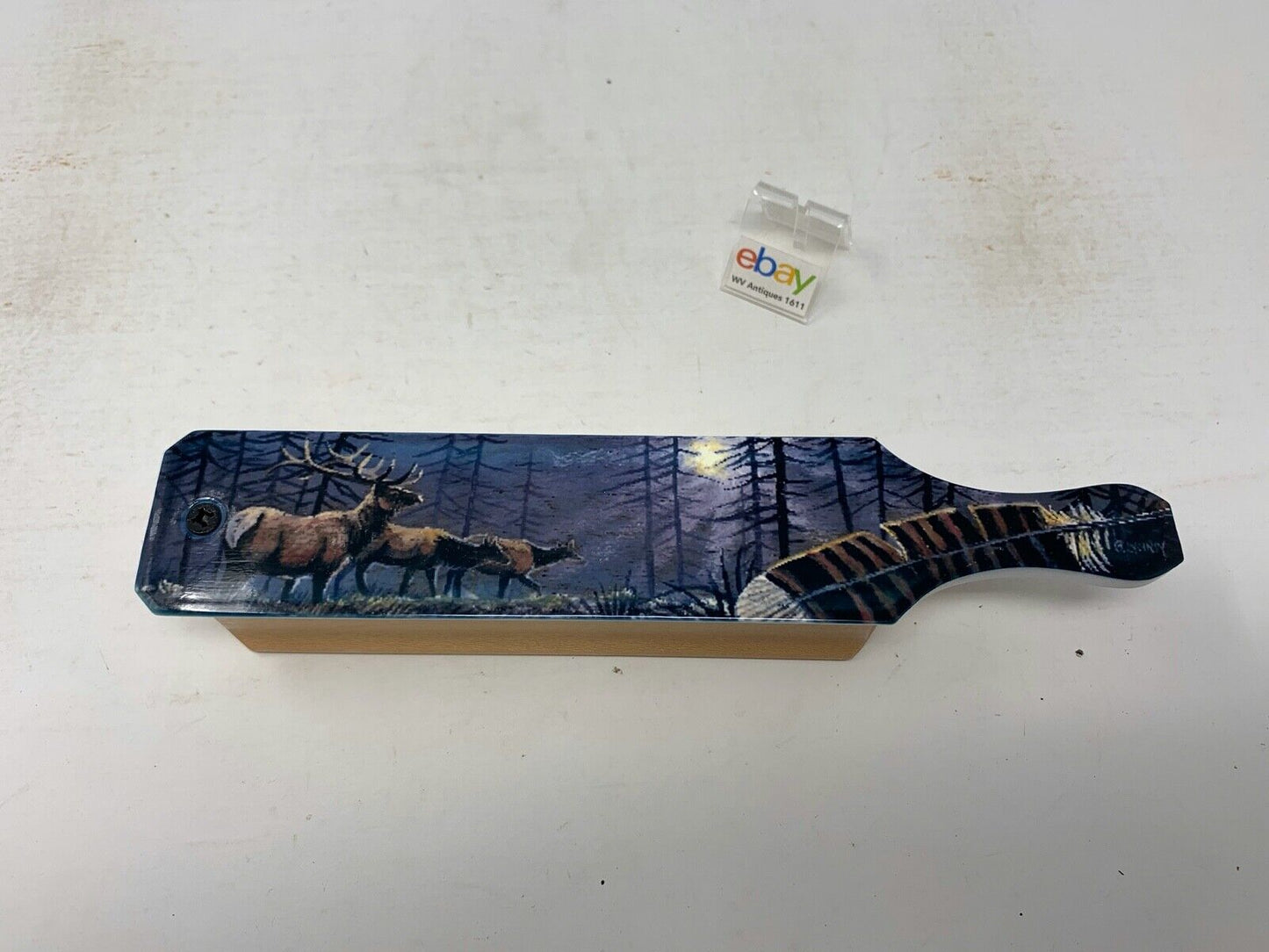 Wooden Amish Crafted Painted Lid Turkey Box Call - Elk Scene