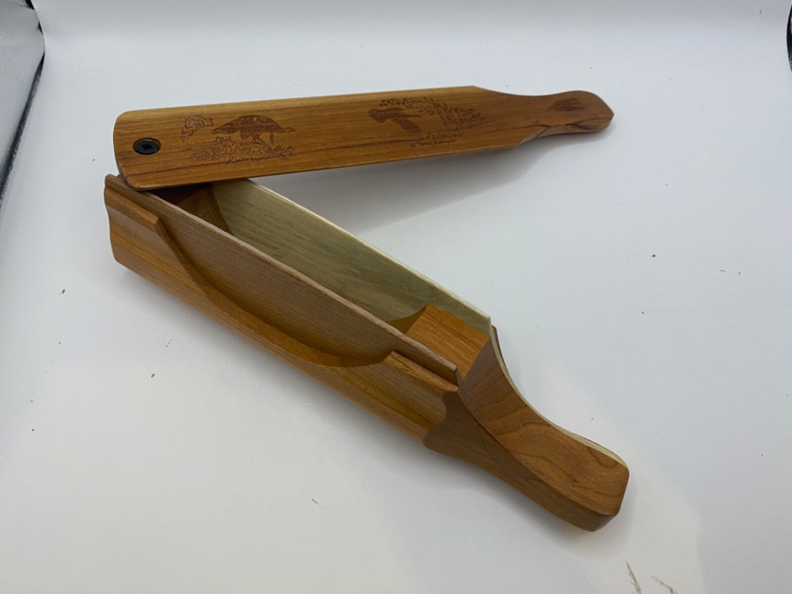 Genuinely Amish Crafted "Handle Half Moon" Turkey Box Call - New, Unused! Wooden