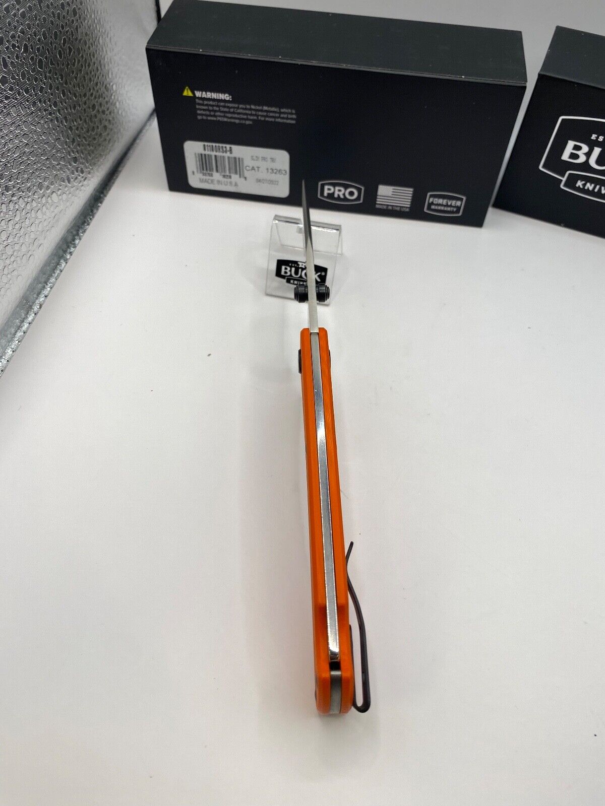 Buck USA 110 Slim Pro TRX Folding Knife, Orange G10 Handle, S30V Steel - NIB