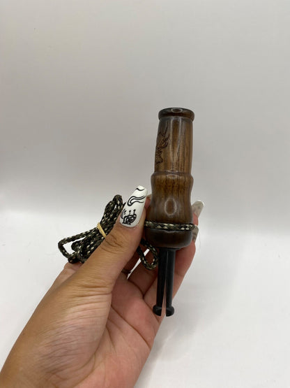 Genuinely Amish Crafted Female Elk Cow Call with Lanyard - New, Unused! Wooden!