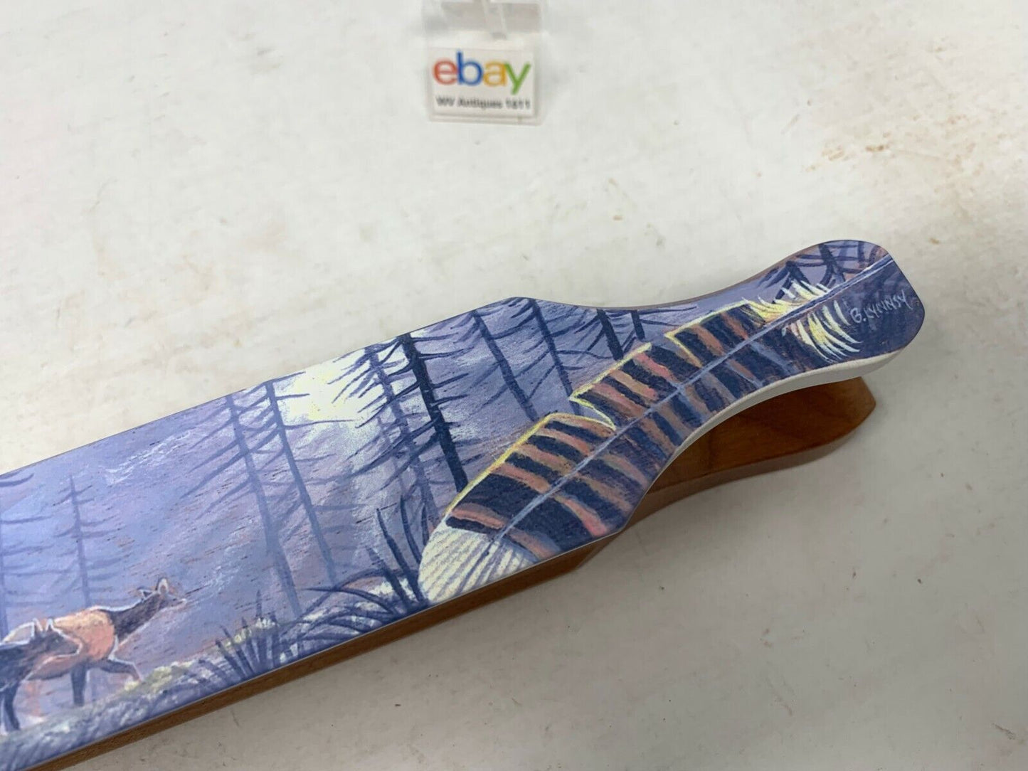 Wooden Amish Crafted Painted Lid Turkey Box Call - Elk Scene