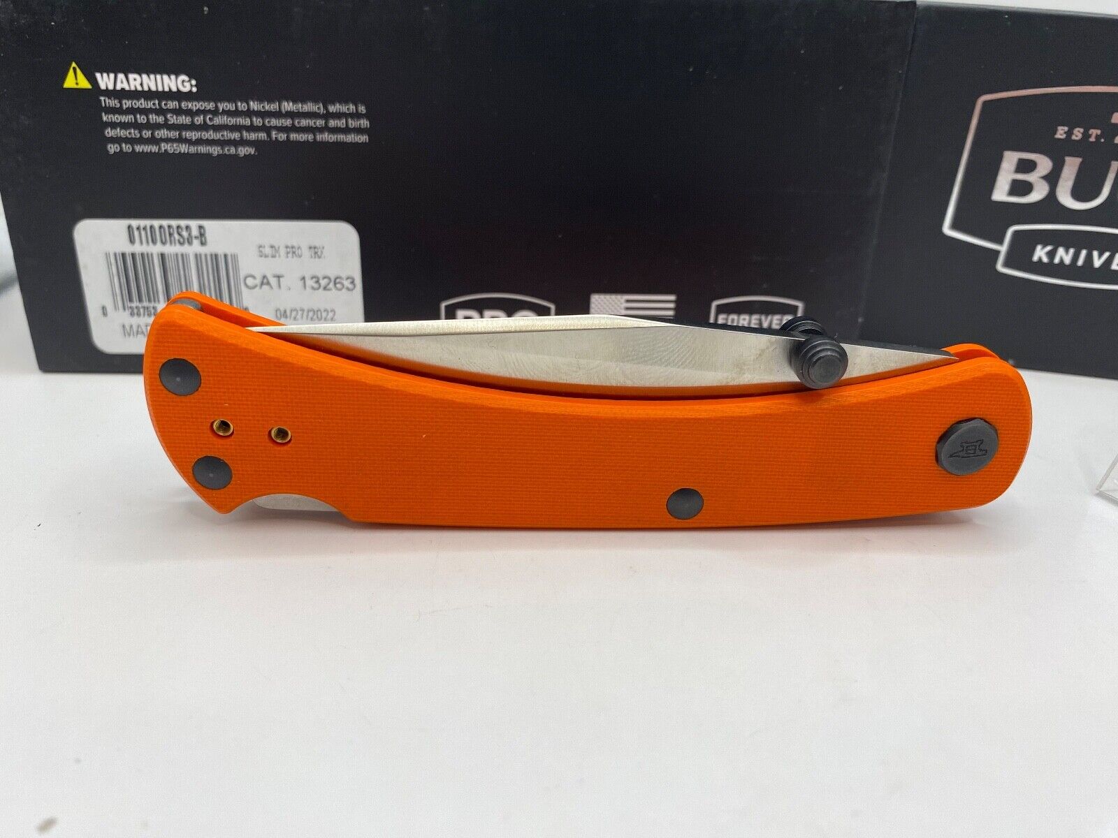 Buck USA 110 Slim Pro TRX Folding Knife, Orange G10 Handle, S30V Steel - NIB