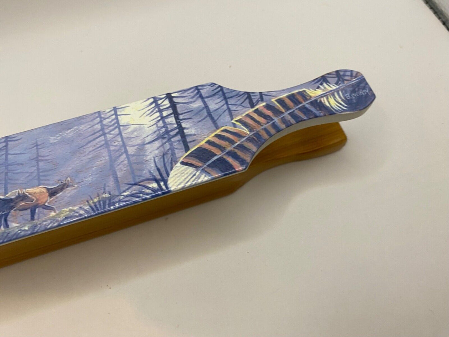 Wooden Amish Crafted Painted Lid Turkey Box Call - Elk Scene