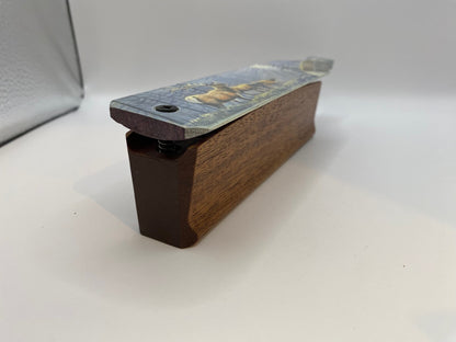 Wooden Amish Crafted Painted Lid Turkey Box Call - Elk Scene - New, Unused!