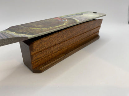 Wooden Amish Crafted Painted Lid Turkey Box Call - Turkey Scene