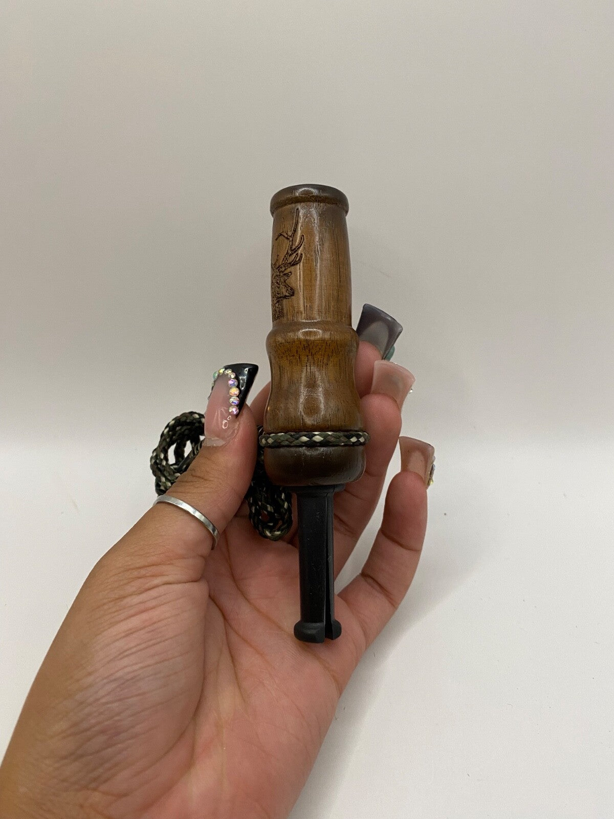 Genuinely Amish Crafted Female Elk Cow Call with Lanyard - New, Unused! Wooden!