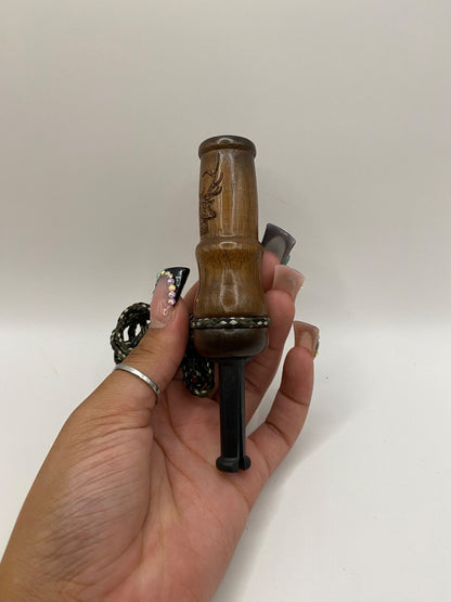 Genuinely Amish Crafted Female Elk Cow Call with Lanyard - New, Unused! Wooden!