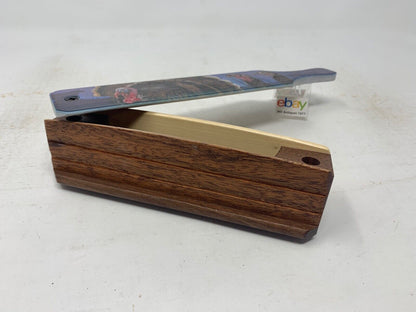 Wooden Amish Crafted Painted Lid Turkey Box Call - Turkey Scene