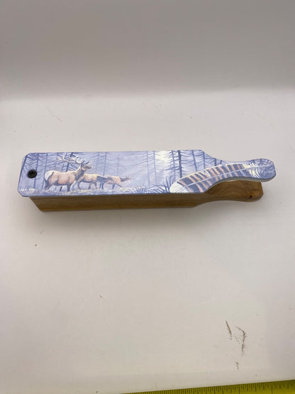 Wooden Amish Crafted Painted Lid Turkey Box Call - Elk Scene - New, Unused!