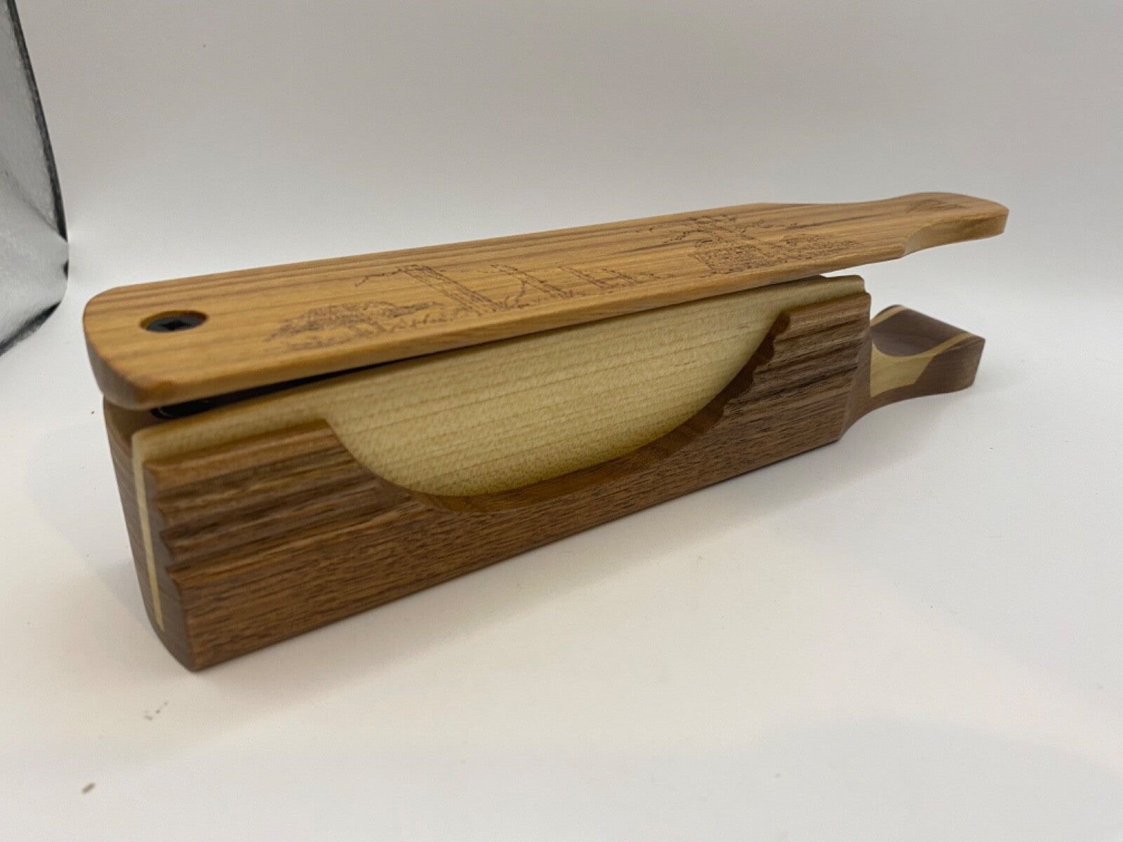 Genuinely Amish Crafted "Handle Half Moon" Turkey Box Call - New, Unused! Wooden