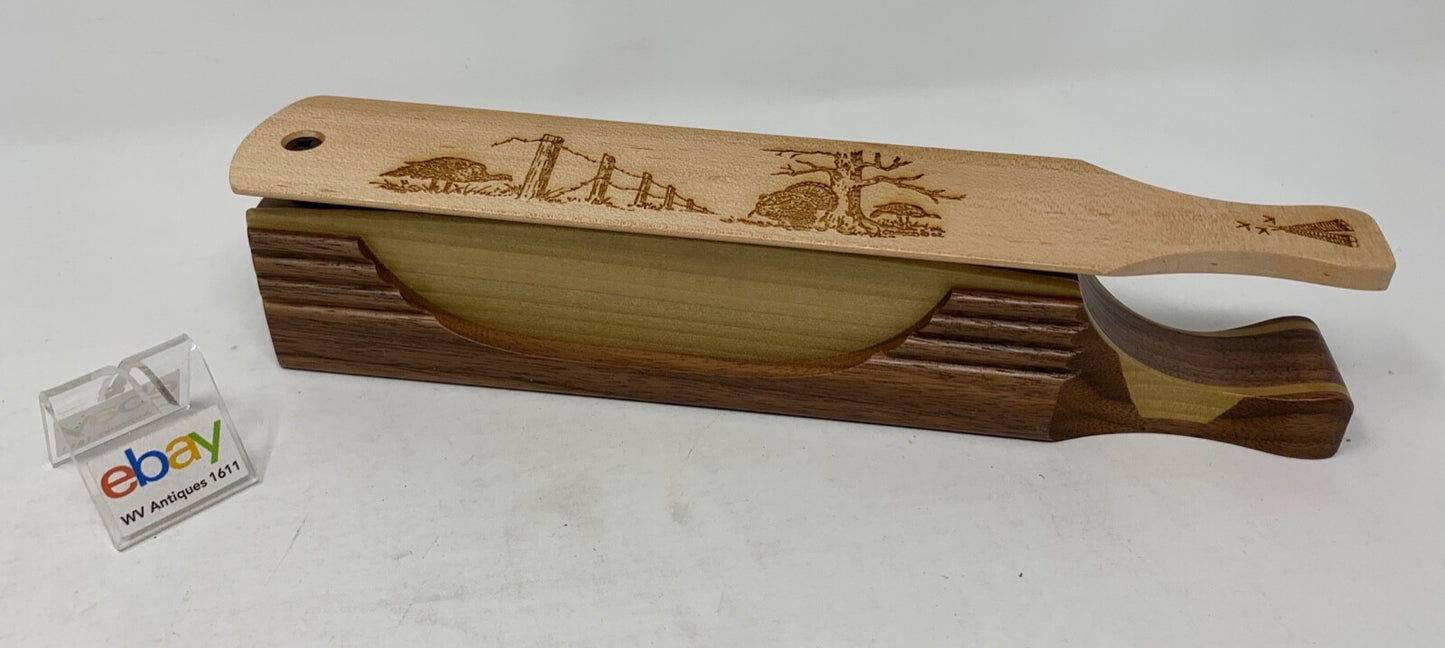 Wooden Amish Crafted "10" Handle Half Moon" Turkey Box Call - New, Unused! Nice!