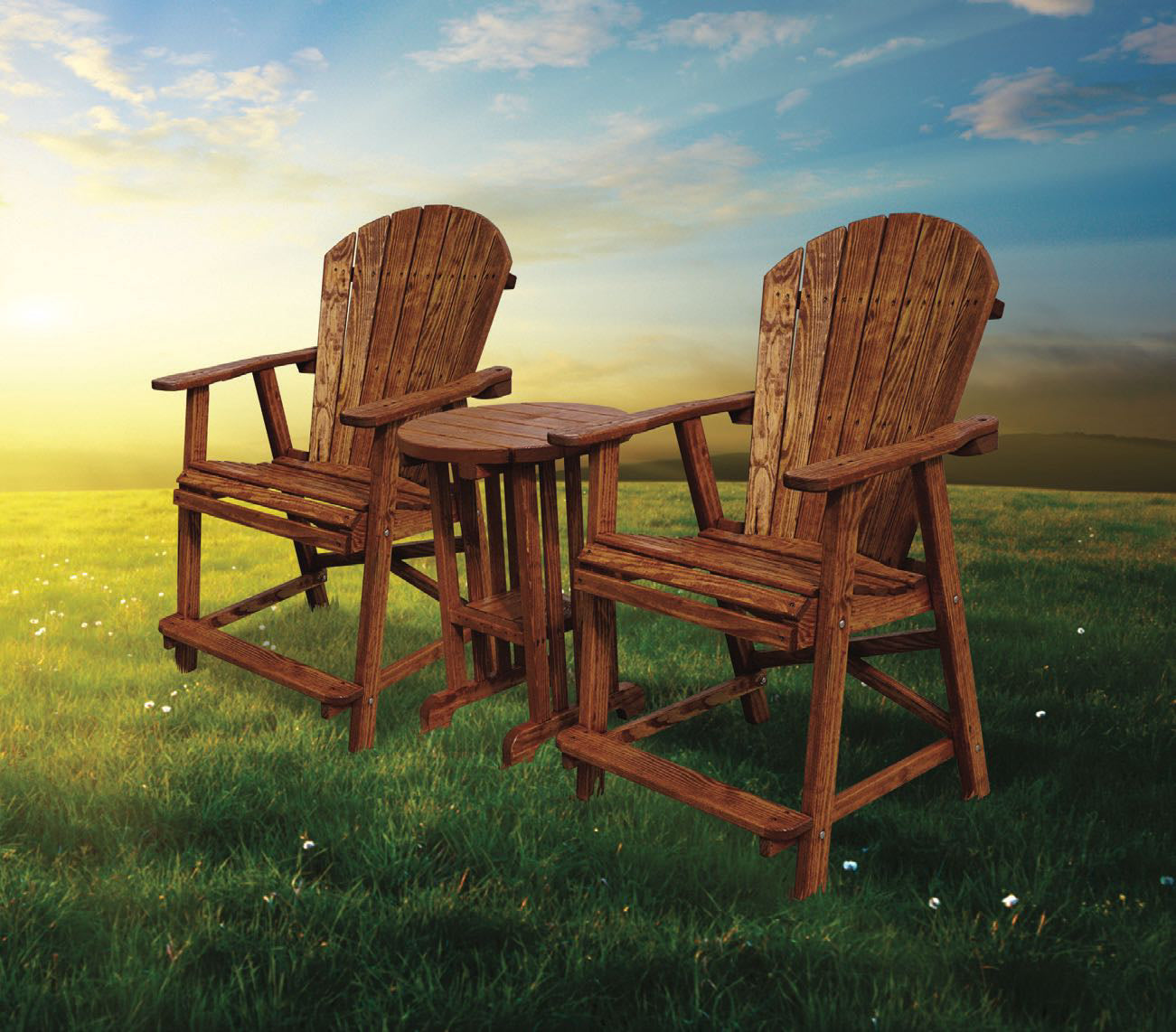 3 Piece Adirondack Balcony Table and Chair Set