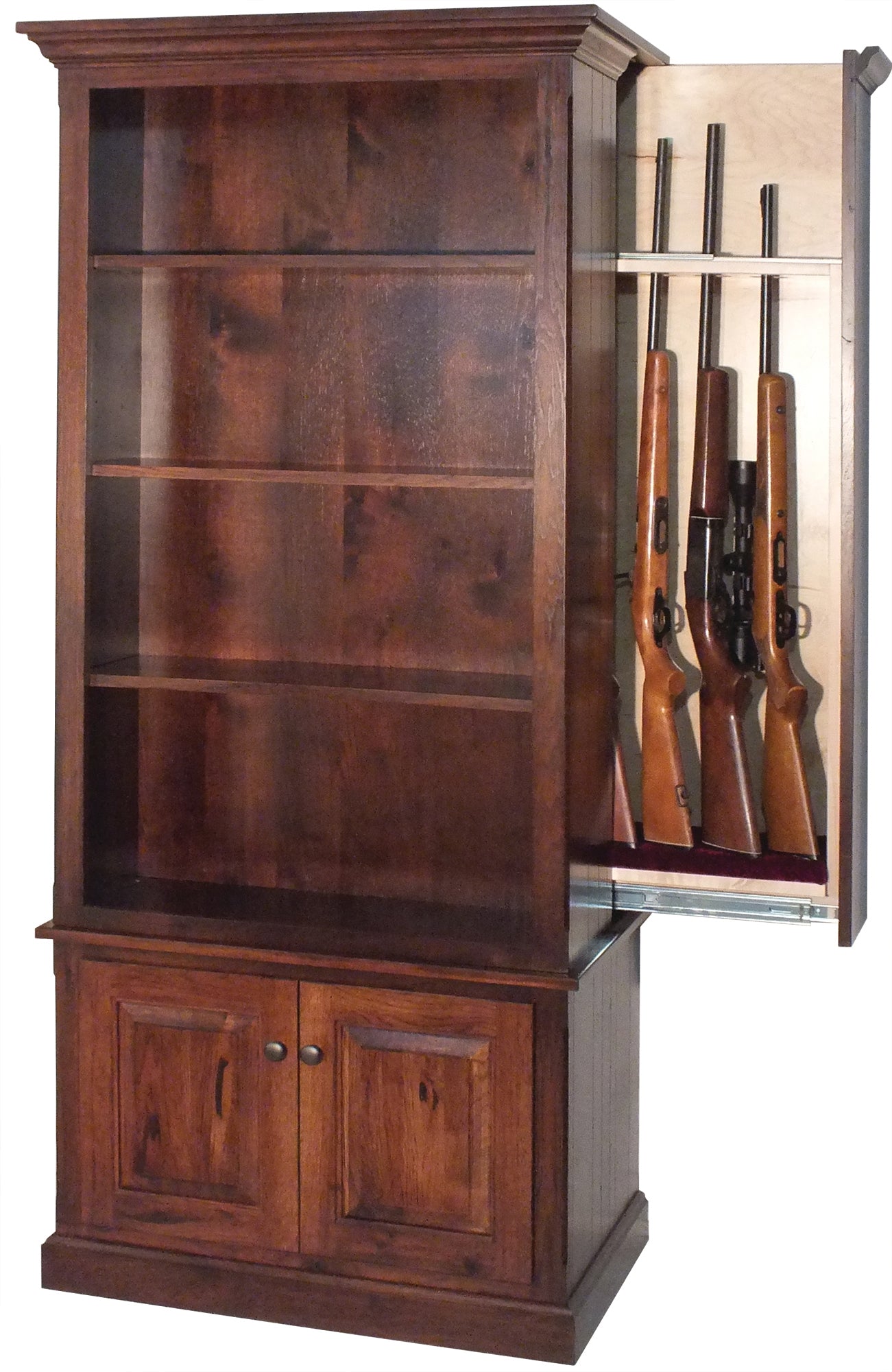 7 Gun Bookcase with Hidden Gun Cabinet