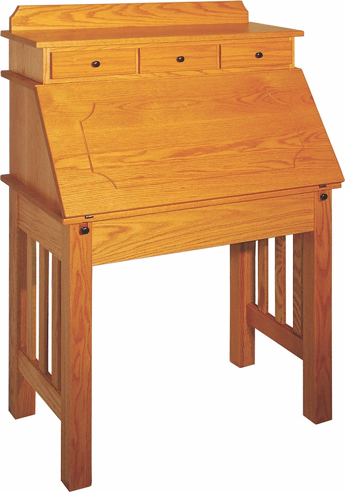 Dutch Secretary Desk – Mission Style with Drawers on Top and Backsplash
