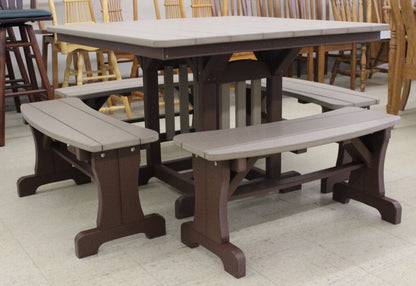 Poly 44″ Square Regular Height Table and Curved Bench Set