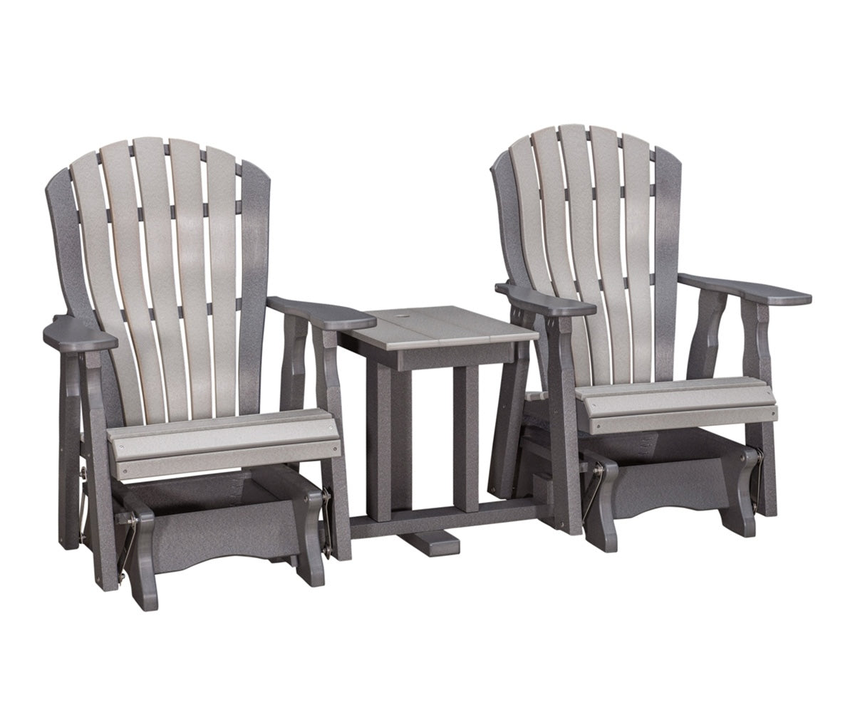Poly Adirondack Bentback Settee Glider w/ Umbrella Hole