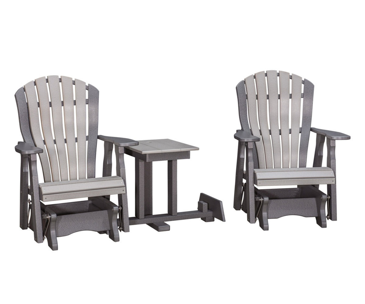 Poly Adirondack Bentback Settee Glider w/ Umbrella Hole