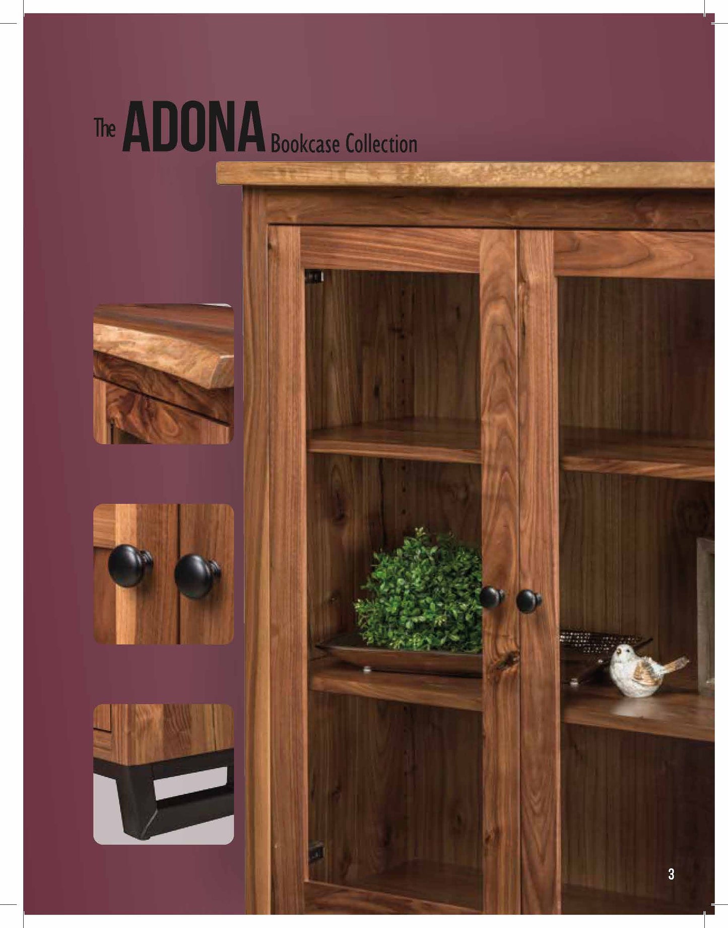 Adona 36" Bookcase With Top and Bottom Doors